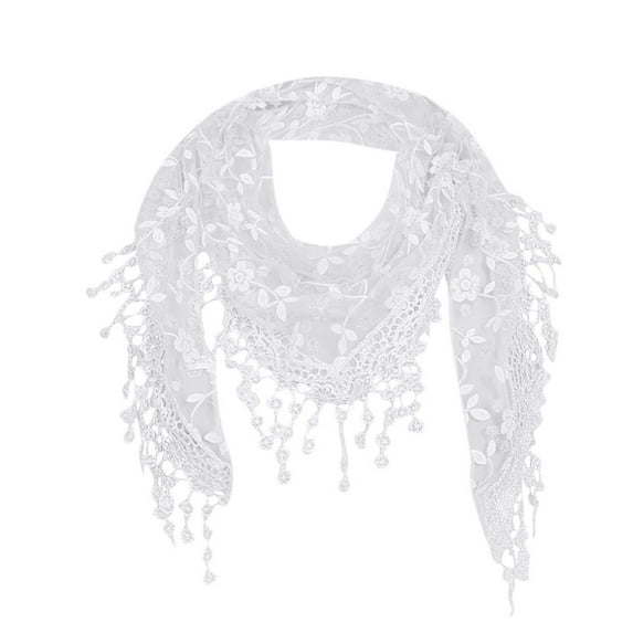 Seductiva Scarve for Women Women Lace Sheer Floral Scarf Shawl Wrap Tassel Scarf Polyester Scarf 1PC