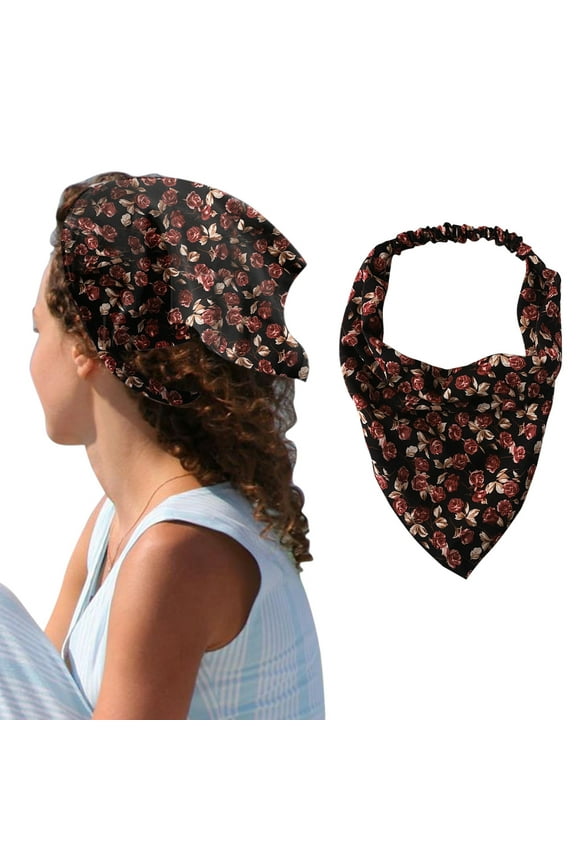 Seductiva Yoga Workout Head Bands Floral Hair Bandanas Head Kerchief Women Bandana Print Hair Scarf Triangle Hair Kerchief with Ties Head Scarf Lady Headscarf 1PC