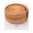 thumbnail image 1 of Clearance!Set of 6 Handmade Rattan Coaster, Round Wicker Drink Coasters Sets, Natural Trivets Cup Base Plates, Decor Coaster for Kitchen, Coffee Table, Brown, 3.1-6.2 Inch, 1 of 6