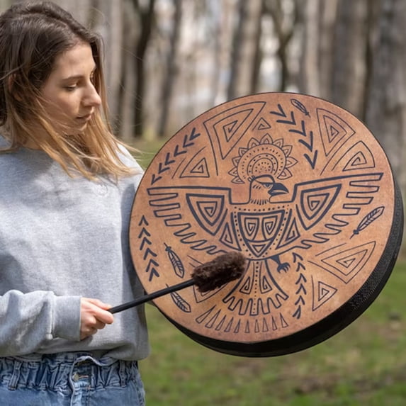 Clearance!!Shaman Drum Decorative Spiritual Healing Home Decor For Chakra Balancing Reflection Frame Drum Sound Healing Tool