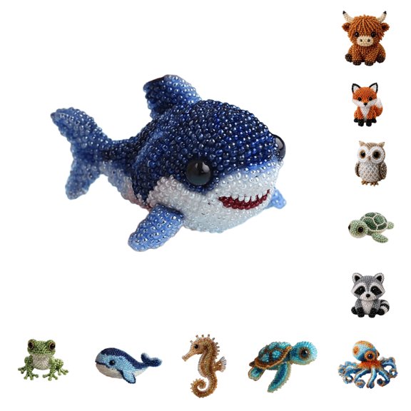 Clearance! Shark 3D Beading Animal Kit, Cute DIY Animal Bead Craft Set with Colorful Beads and Instructions, Handmade Jewelry Art Craft Kit for Creative DIY Projects for Kidults Teens Adults