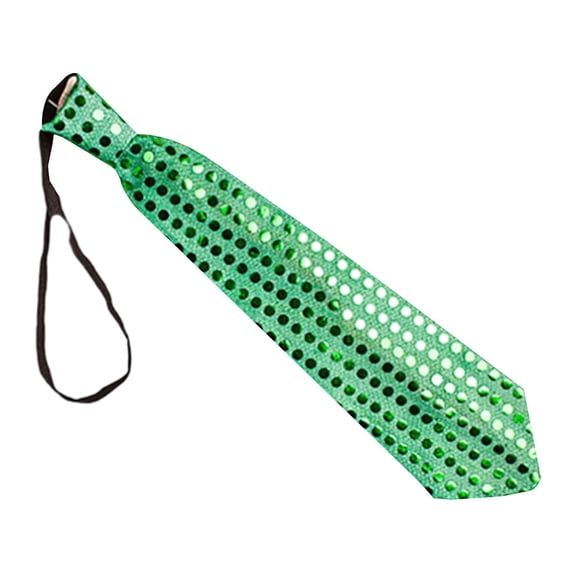 Clearance! Shining Sequins Tie Stage Glitter Paillette Adjustable Zipper Necktie Pre-Tied Neck Wear Fashion Collar Accessories, 12.6in, Green