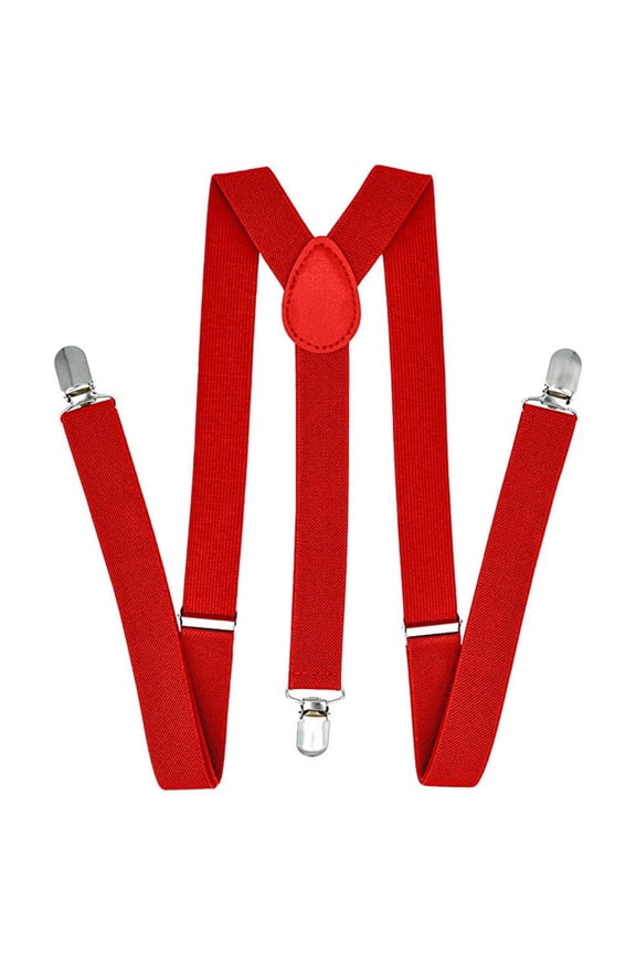 Clearance! Shiogb, Adult Men's Suspenders Red, Suspenders for Men Adjustable Elastic Y Back Suspender Strong Clips, Red