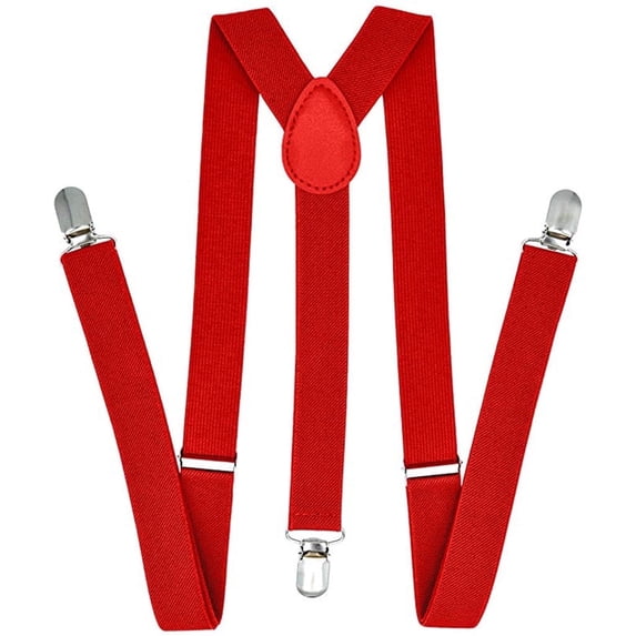 Crazyview Adult Men's Y Back Polyester Suspenders, Red, One Size