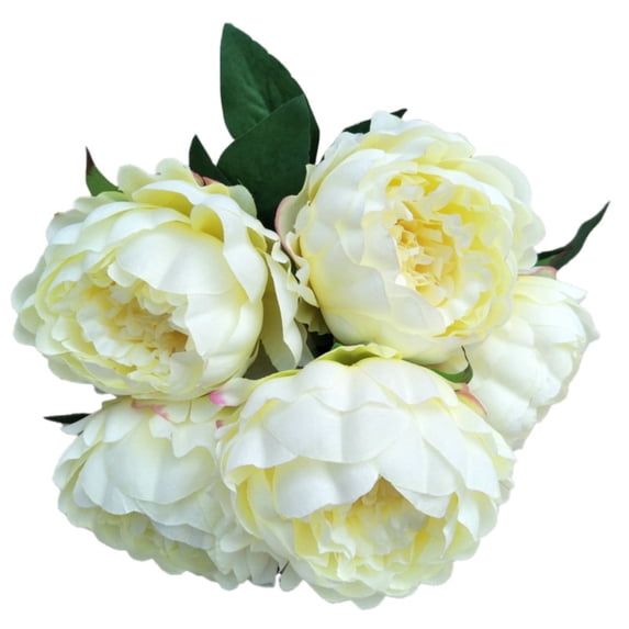 Clearance! Shiogb, Peony Artificial Flower Champagne, Flowers Vintage Artificial Flower Long Stem Weather 5 Heads Wedding Bouquet Peony Faux Silk Flower Home Decor Rose Red