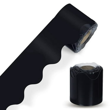 Clearance! Shiogb, Scalloped Bulletin Board Border Paper Black, 5M Bulletin Border Trim Chalkboard Border Paper Roll School Classroom Wall Decor, Black