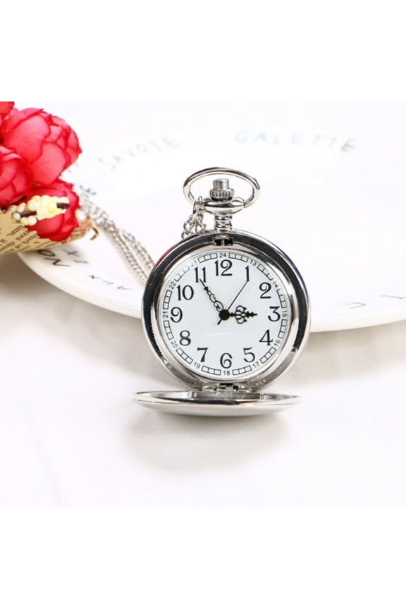 Alarm Clocks For Bedrooms Pocket Watch For Men And Women Glossy Pocket Watch Smooth Vintage Pocket Watch With Chain Unisex Flip Quartz Watch Minimalist Vintage Pocket Watch Digital