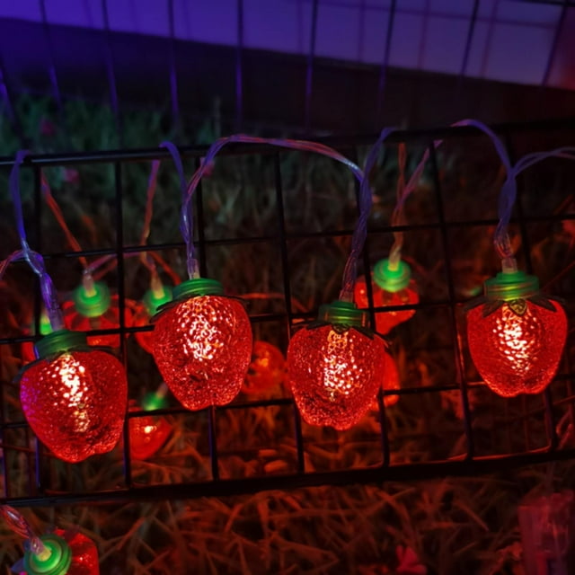 Clearance! Shishian Patio String Lights Fruit Strawberry Colored Light