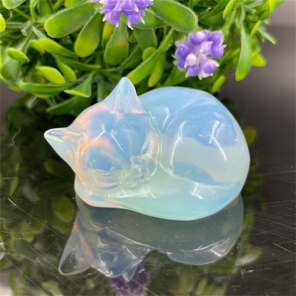 Clearance! Shishian Table Decor Natural Quartz Crystal Sleeping Cat Decoration Crystal Cat Sleeping Statue 2 Inch Opal Cat Crystal Statue Statue For Home Meditation Room Decor Clearance Sale