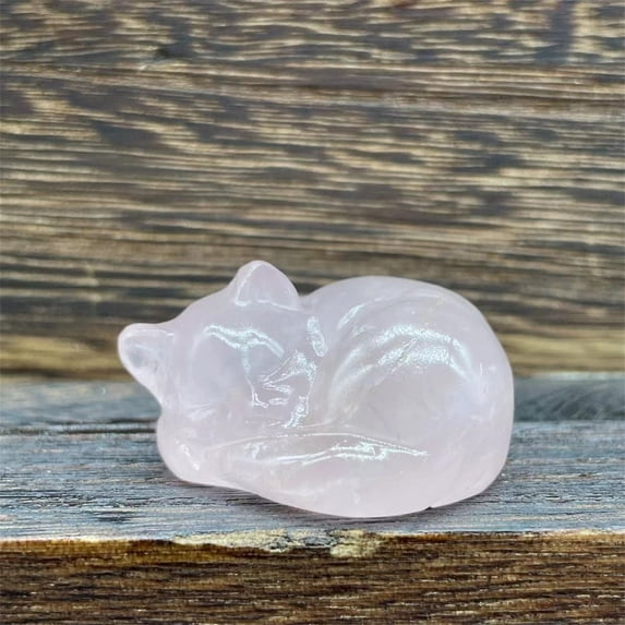Clearance! Shishian Table Decor Natural Quartz Crystal Sleeping Cat Decoration Crystal Cat Sleeping Statue 2 Inch Opal Cat Crystal Statue Statue For Home Meditation Room Decor Clearance Sale