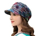 thumbnail image 1 of Clearance! Short Brim Foldable Earflap Women Cap with Floral Print for Autumn Winter Daily Wear Grey, 1 of 5
