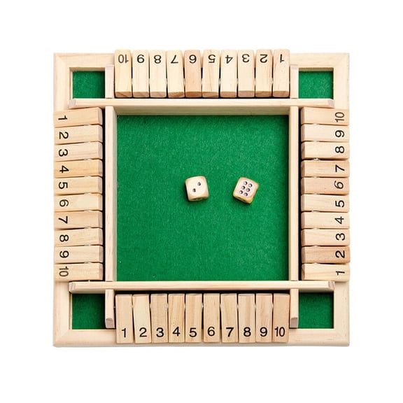 Clearance! Shut The Box Game Wooden - Travel Board Game Small Size 8.9 Inch - Close The Box Dice Game - 8 Dice 10 Numbers