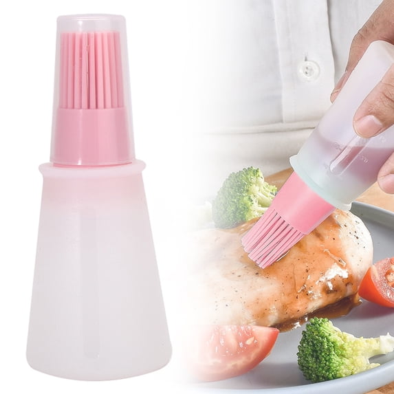 Clearance Silicone Oil Dispenser with Integrated Basting Brush, Transparent Bottle, Heat-Resistant, 6 Vibrant Colors, for Cooking, Grilling & Baking