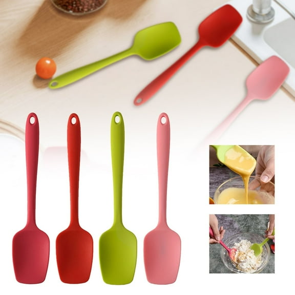 Clearance Under $5 Silicone Spoon Spatula Set 600 º F High Heat Food Grade Flexible Rubber Scraper Cooking Mix Baking Kitchen Utensil Set