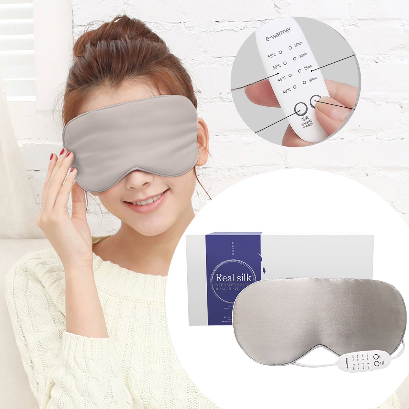 💗 Clearance！ Silk Heated Eye Cover for Dry Eyes Usb Steam Warm Compress