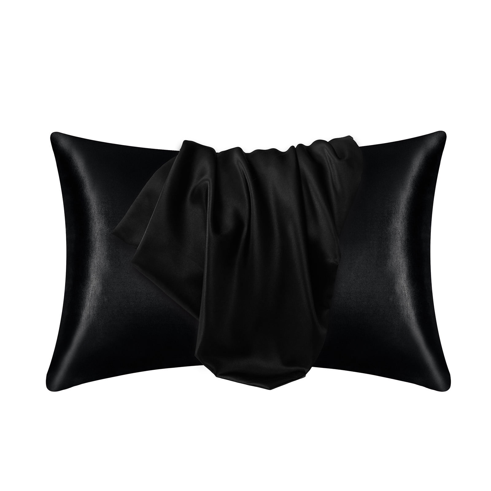 Hvmvliv Silk Pillowcase Satin Pillowcase Pillowcases Standard Size Set of 2 Luxury and Soft Satin Pillowcovers 2 Pack (20x30 Inches) Black