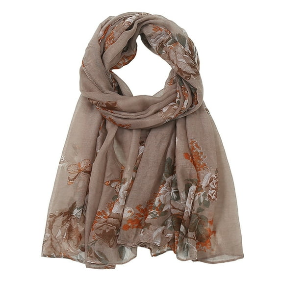 Clearance Silk Scarves Printed Foral Long Scarf Muslim Headscarf Thin Summer Scarf Silk Scarf