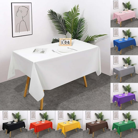 Silver Plastic Tablecloth 54 X 108 In. Disposable Rectangle Plastic Table Cloth Decorative Rectangle Table Cover Smooth Tablecloth Disposable Table Cloths for Parties