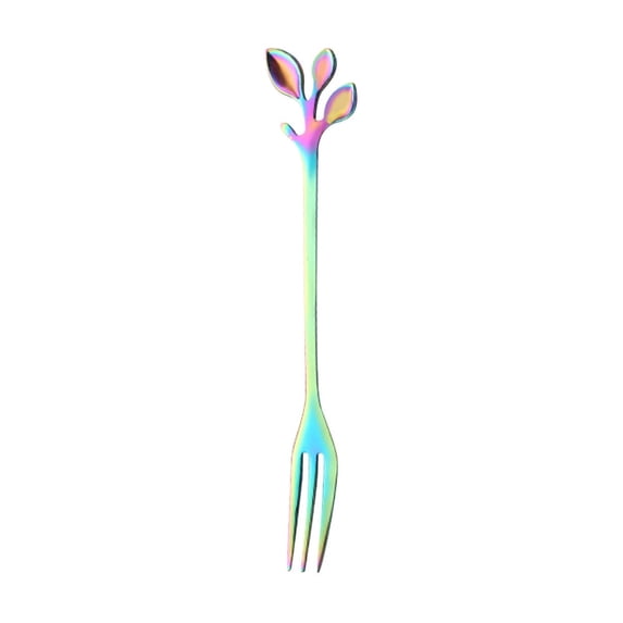 Hvmvliv Silverware Sets Mini Leaf Dessert Forks Set - 4.8Inch Stainless Steel Fruit, Cake Forks - Wonderful for Party & Home Use Multicolor