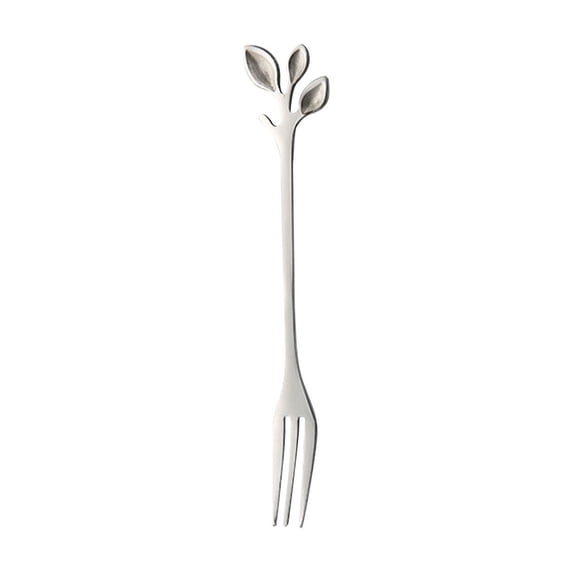 Hvmvliv Silverware Sets Mini Leaf Dessert Forks Set - 4.8Inch Stainless Steel Fruit, Cake Forks - Wonderful for Party & Home Use Silver