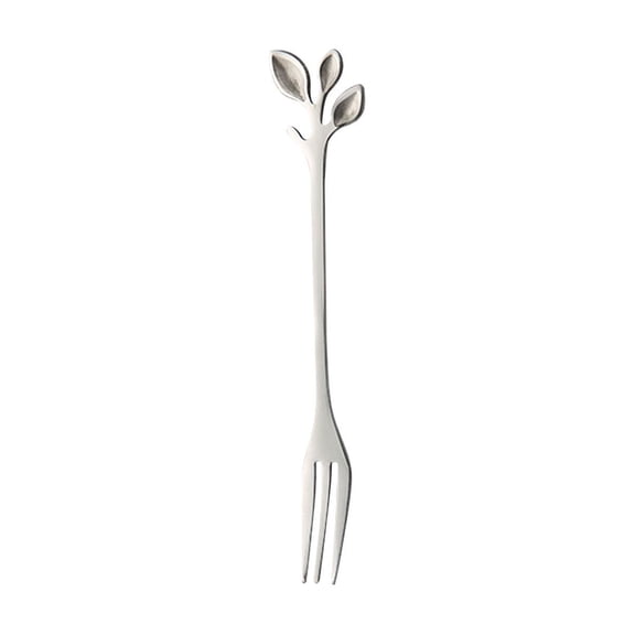 Hvmvliv Silverware Sets Mini Leaf Dessert Forks Set - 4.8Inch Stainless Steel Fruit, Cake Forks - Wonderful for Party & Home Use Silver