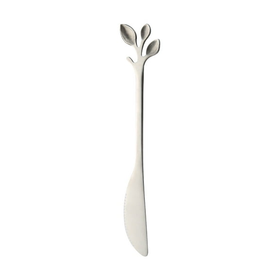 Hvmvliv Silverware Sets Mini Leaf Dessert Knife Set - 4.8Inch Stainless Steel Fruit, Cake Knife - Wonderful for Party & Home Use Silver