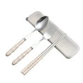 thumbnail image 1 of Hvmvliv Silverware Sets Stainless Steel 3Pcs Cutlery Set Portable Outdoor Camping Reusable Flatware, Include Fork Spoon Chopsticks with Case Beige, 1 of 3