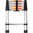 thumbnail image 1 of Clearance! Simple Deluxe Telescoping Ladder 8.5FT Aluminum One-Button Retraction Extension System for Indoor and Outdoor Use, 330lb Load Capacity, (HILADRTELESCOPIC102), 1 of 8