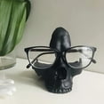 thumbnail image 1 of Hvmvliv Skeleton Halloween Decor Skull Glasses Stand Resin Statue Ornament Sunglasses Spectacle Display Rack for Home, Office, Desk, Nightstand (Black), 1 of 1