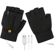 SKPBLUTN Glove Electric Heated Outdoor Er Leather Rechargeable Li-Ion Battery Winter Warm Gloves Black One Size