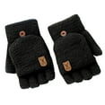 thumbnail image 1 of Skpblutn Glove Fingerless Thermal Insulation Convertible Mittens Flap Cover For Men Winter Knitted Warm Gloves Black One Size, 1 of 6