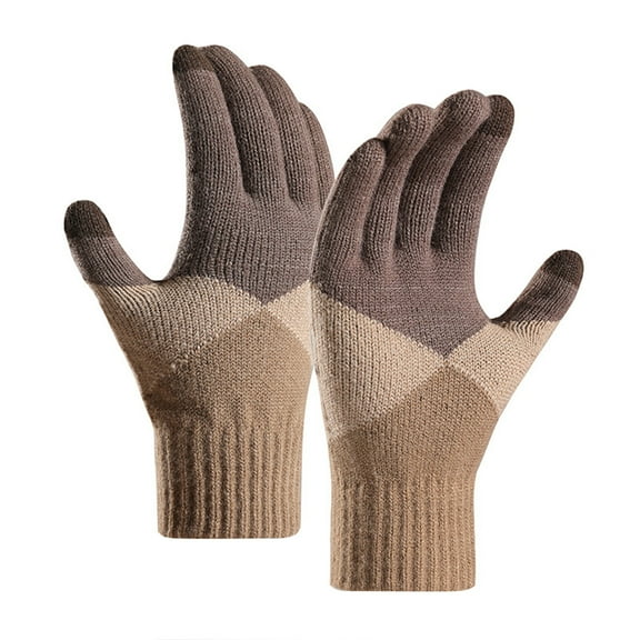 Skpblutn Glove Keep Touching Screen Knit Elastic Cuff Soft Full Finger Mitten Winter Warm Gloves Coffee One Size