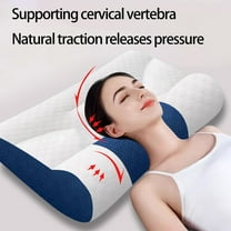 Clearance! Sleep Enhancing Cervical Support Comfort Goose Down Pillow, Cervical Neck Traction Ergonomic Pillow for Sleeping (Blue)