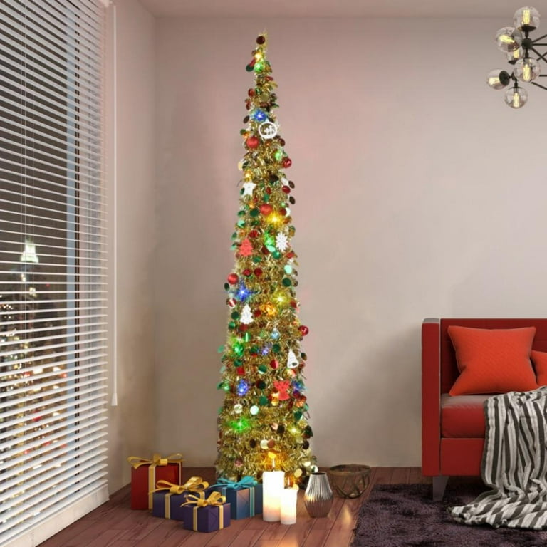 Clearance Slim Collapsible Pop Up Tinsel Artificial Christmas
