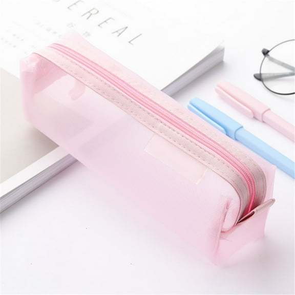 Slim Pencil Case Mesh Pen Bag Pencil Case Makeup Tool Bag Storage Pouch Purse