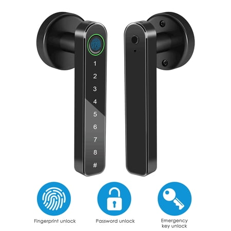 ?Clearance?!Smart Lock, Keyless Entry Door Lock Handle with Keypad, Biometric Door Lock with Door Lever, Electronic Deadbolt for Airbnb, Home, Apartments and Offices, Black