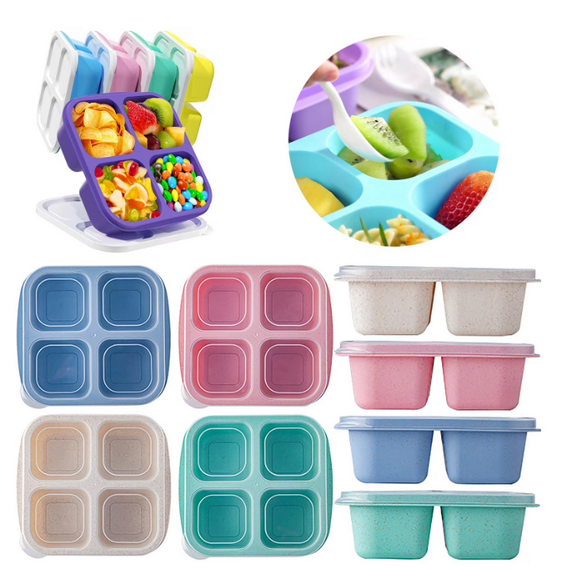 Clearance! Snack Containers, Bento Snack Box, 4 Compartment Food Storage Containers, Reusable Meal Prep Lunch Containers for Adults Divided Food Storage Containers Beige