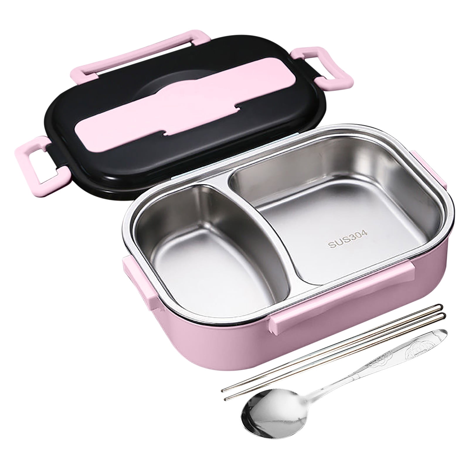 Clearance! Snack Containers with Dividers 304 Stainless Steel Insulated Lunch Box - Leak-Proof & Portable Handle for Adults, Students, Travelers - Meal Prep Containers