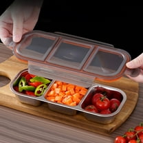 Snackle Box Container, 3 Compartments Stainless Steel Food Storage Containers with Airtight Lids, Reusable Lunch Box for Adults, Travel, Meal Prep, Office