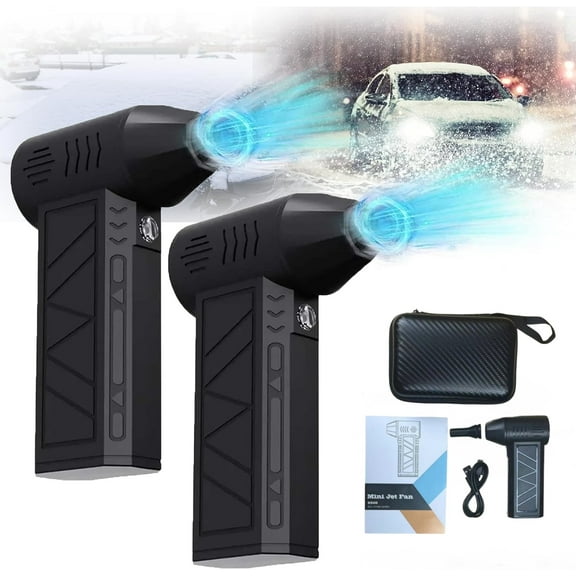 Clearance! Snow Whiz Led Turbo Blower 2PCS,Turbo Breeze Electric Blower with Led, Snowwhiz Led Turbo Blower, Super Power Mini Turbo Air Blower Fan (Black)