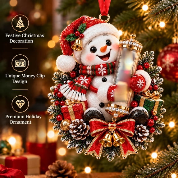 Clearance! Snowman Christmas Cash Gift Holder Ornament, Christmas Money Holders for Cash, Christmas Tree Decorations for Stocking Stuffers Holiday Gift
