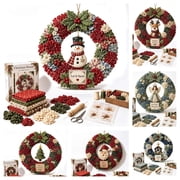 Clearance! Snowman Wreath DIY Kit for Adults, 3D Fabric Poke Art Christmas Wreath with Merry Bright Plaque, Christmas Decorations Indoor, Home Gift
