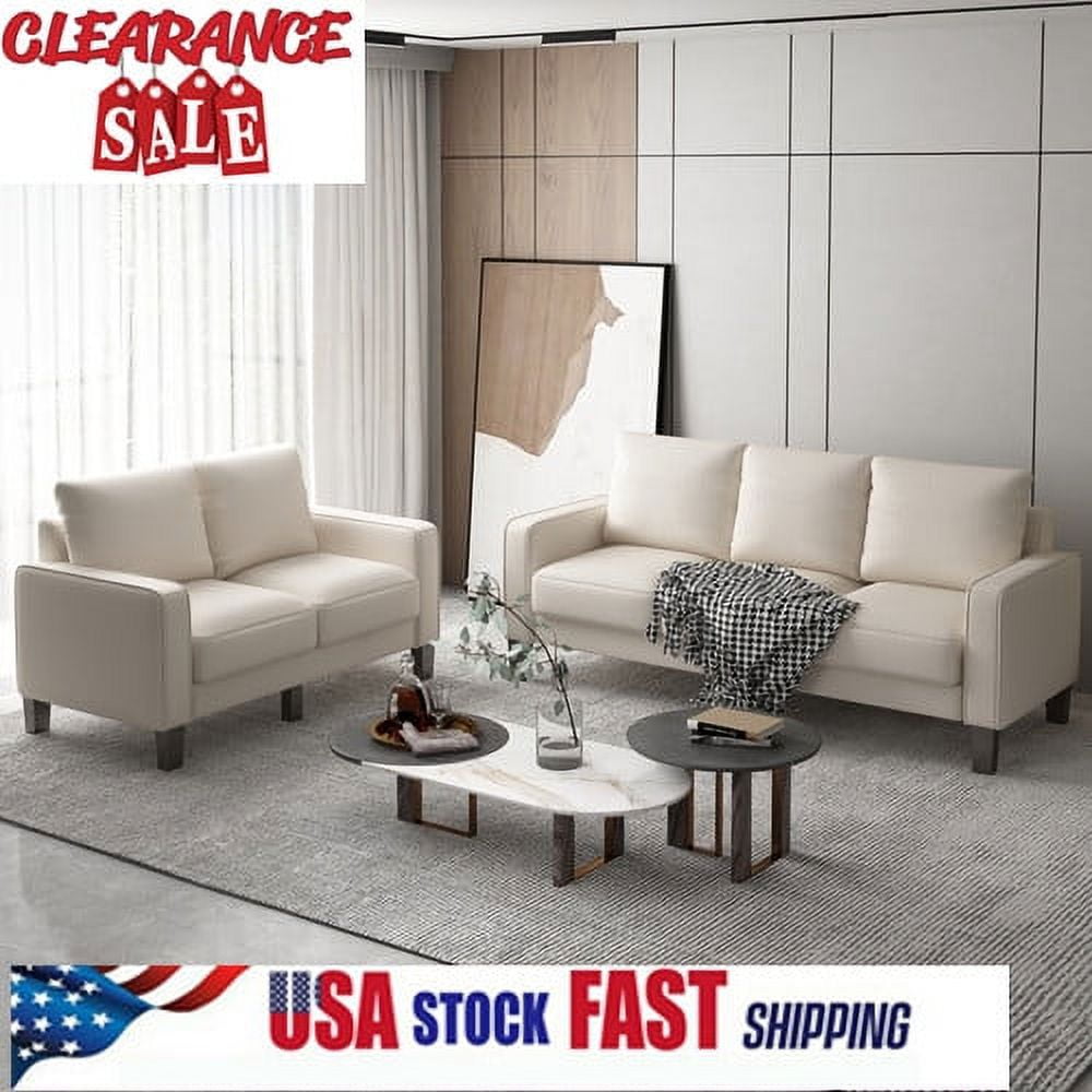 Clearance Sofa Set Modern Living Room Furniture In Beige Fabric 2 3 Sets Com