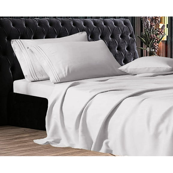 Elegant Comfort 1500 Series Wrinkle & Fade Resistant Ultra Soft 4-Piece Bed Sheet Set with Deep Pockets, Full White