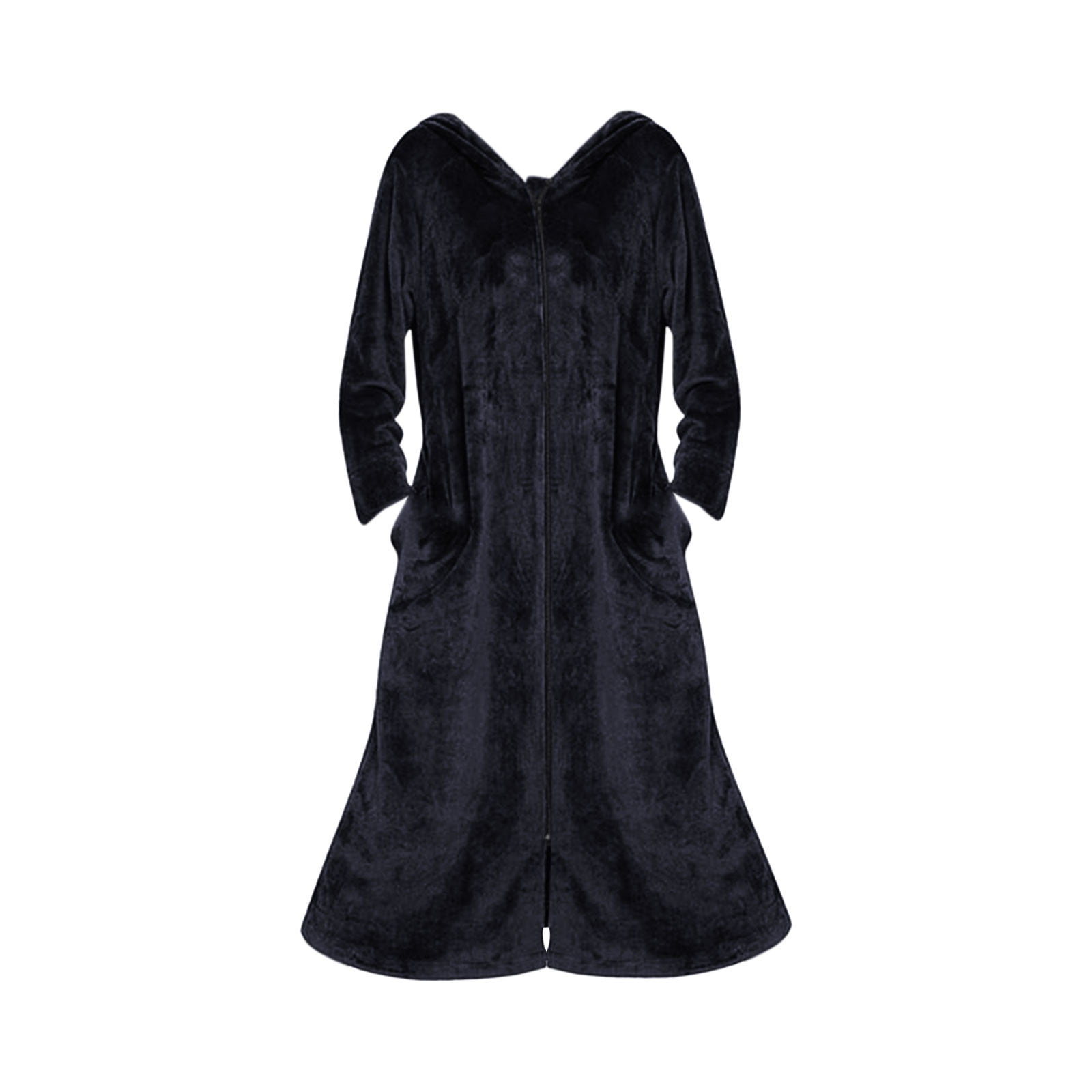 Clearance!Soft Long RobesPlush bathrobeWomen's Flannel Robe Zipper