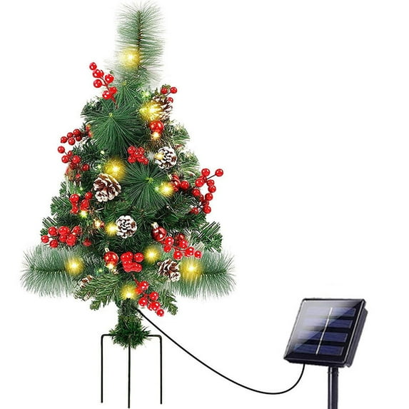 Clearance!Solar Christmas Tree Garden Stake Lights Waterproof Christmas Decorations Tree Lights Outdoor Xmas Tree Light Christmas décor Pathway Lights Patio Yard (Color, 1pc)