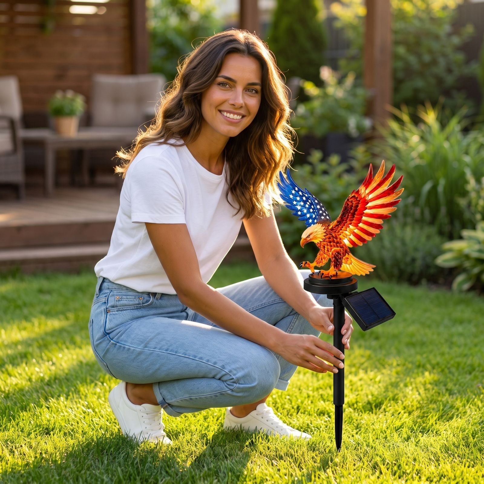 Clearance! Solar Eagle Garden Lights, America 250th Anniversary