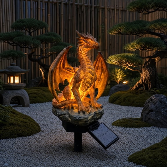 Clearance! Solar Garden Lights, 17 Inch Solar Dragon Stake Light Outdoor Waterproof, Mythical Dragon Statue with LED Glow for Patio Pathway, 1Pack