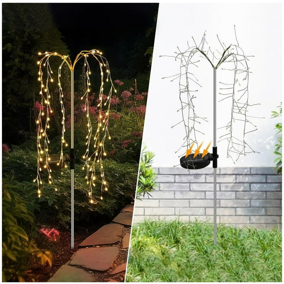 Clearance! Solar Garden Lights Outdoor Decor, 100 LEDs Copper Wire Artificial Tree Lights, Solar Stake Lights For Patio, Garden, Christmas, Party, Yard