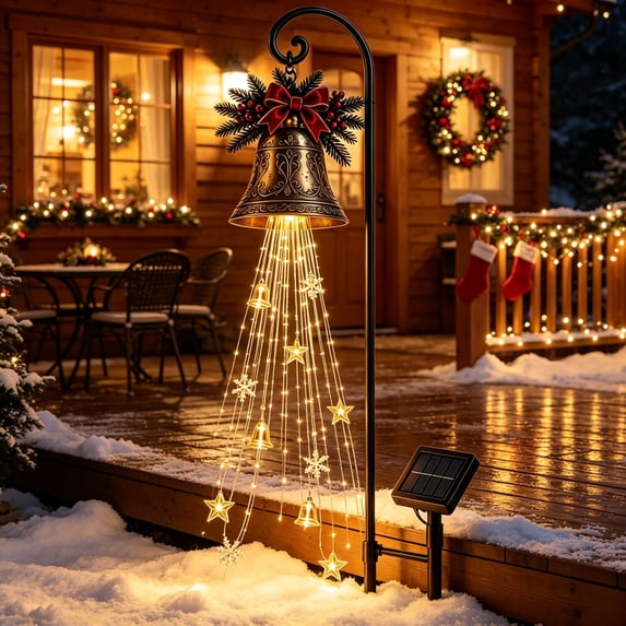 Clearance Solar Lanterns Outdoor Waterproof, Bell Magics LED Christmas Decorations Outdoor, Solar Christmas Lights for Garden Yard